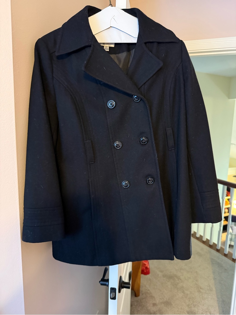 croft & barrow Women's Double-Breasted Black Peacoat